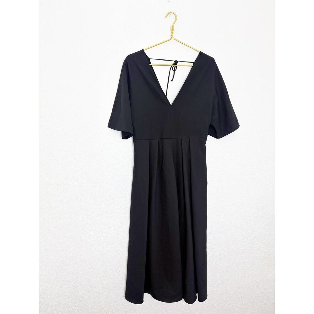 Zara Black Short Sleeve Midi Dress Large Aline Chic Modest Classic 8773/998 - Picture 3 of 14